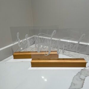 Acrylic Reserved Signs with Wooden Base